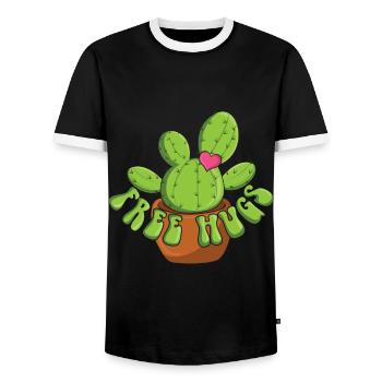 Umarmen Kaktus Lustiger Bauer Garten Hobbygärtner - Männer Kontrast-T-Shirt - Schwarz/Weiß - Vorne - AI Model Female 172 light (172cm) & AI Model Male 178 light (178cm)
