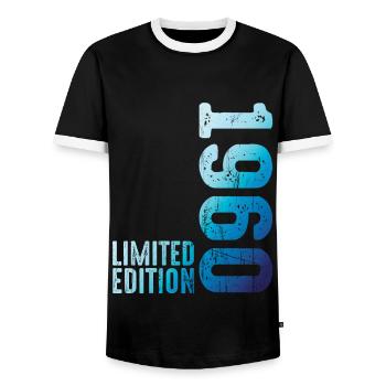 Since 1960 Year 1960 Retro Vintage 1960 Birth - Men's Ringer Shirt - black/white - Front - AI Model Female 172 light (172cm) & AI Model Male 178 light (178cm)