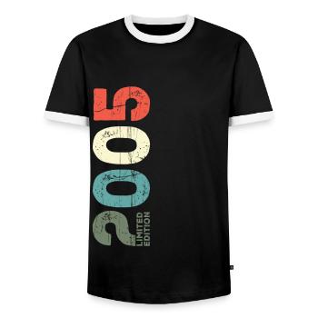 Since 2005 Year 2005 Retro 2005 Vintage 2005 - Men's Ringer Shirt - black/white - Front - AI Model Female 172 light (172cm) & AI Model Male 178 light (178cm)