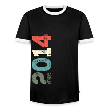 Seit 2014 Jahr 2014 Retro 2014 Jahrgang 2014 - Männer Kontrast-T-Shirt - Schwarz/Weiß - Vorne - AI Model Female 172 light (172cm) & AI Model Male 178 light (178cm)