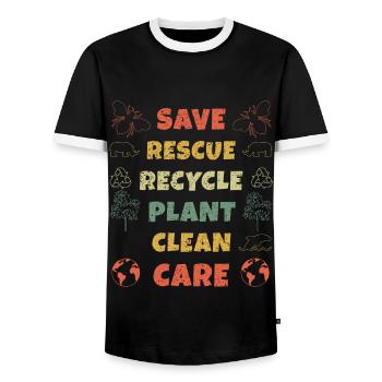 Retro Bee Save Nature Jour des océans Jour de la Terre - T-shirt contrasté Homme - noir/blanc - Devant - AI Model Female 172 light (172cm) & AI Model Male 178 light (178cm)