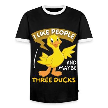 Comic Ente lustiger Spruch Cartoon-Ente - Männer Kontrast-T-Shirt - Schwarz/Weiß - Vorne - AI Model Female 172 light (172cm) & AI Model Male 178 light (178cm)