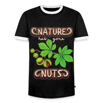 Herbst, Fall, Kastanien, Umweltschutz, Naturschutz - Männer Kontrast-T-Shirt - Schwarz/Weiß - Vorne - AI Model Female 172 light (172cm) & AI Model Male 178 light (178cm)