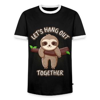 Paresse, paresseux, drôle de dicton, traînons - T-shirt contrasté Homme - noir/blanc - Devant - AI Model Female 172 light (172cm) & AI Model Male 178 light (178cm)