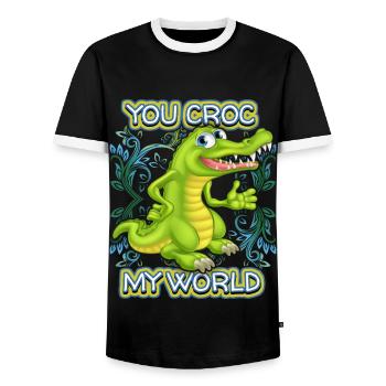 Krokodil-Crocodile, Spruch, Pun, Valentinstag - Männer Kontrast-T-Shirt - Schwarz/Weiß - Vorne - AI Model Female 172 light (172cm) & AI Model Male 178 light (178cm)