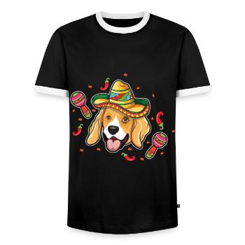 Haustier Hund Beagle Lustiger Taco Glücklicher Cinco De Mayo - Männer Kontrast-T-Shirt - Schwarz/Weiß - Vorne - AI Model Female 172 light (172cm) & AI Model Male 178 light (178cm)