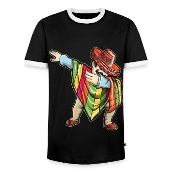 Dabbing Poncho Taco Happy Cinco De Mayo - Men's Ringer Shirt - black/white - Front - AI Model Female 172 light (172cm) & AI Model Male 178 light (178cm)