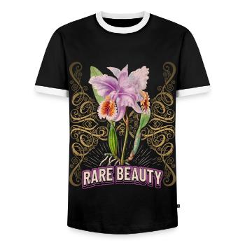 Vintage Orchidee botanische Illustration Spruch - Männer Kontrast-T-Shirt - Schwarz/Weiß - Vorne - AI Model Female 172 light (172cm) & AI Model Male 178 light (178cm)