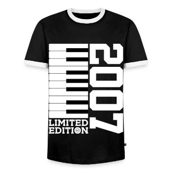 KLAVIER 19. GEBURTSTAG PIANO LIMITED EDITION 2007 - Männer Kontrast-T-Shirt - Schwarz/Weiß - Vorne - AI Model Female 172 light (172cm) & AI Model Male 178 light (178cm)