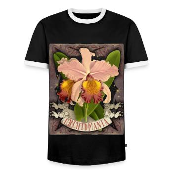 Vintage Orchidee botanische Illustration Spruch - Männer Kontrast-T-Shirt - Schwarz/Weiß - Vorne - AI Model Female 172 light (172cm) & AI Model Male 178 light (178cm)