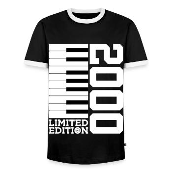 KLAVIER 26. GEBURTSTAG PIANO LIMITED EDITION 2000 - Männer Kontrast-T-Shirt - Schwarz/Weiß - Vorne - AI Model Female 172 light (172cm) & AI Model Male 178 light (178cm)