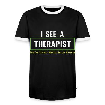 Möge Green Fight Stigma Mental Health Awareness - Männer Kontrast-T-Shirt - Schwarz/Weiß - Vorne - AI Model Female 172 light (172cm) & AI Model Male 178 light (178cm)