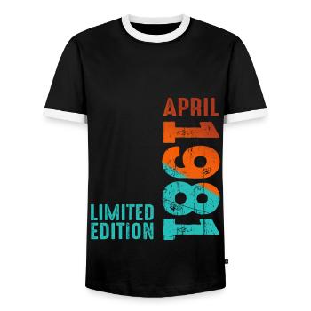 Since April 1981 Year 1981 Retro Vintage 1981 - Men's Ringer Shirt - black/white - Front - AI Model Female 172 light (172cm) & AI Model Male 178 light (178cm)