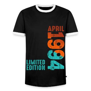 Depuis avril 1994 Année 1994 Rétro Millésime 1994 - T-shirt contrasté Homme - noir/blanc - Devant - AI Model Female 172 light (172cm) & AI Model Male 178 light (178cm)