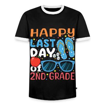 2nd Grade Bye Schools Out Last Class Day Of Summer - Men's Ringer Shirt - black/white - Front - AI Model Female 172 light (172cm) & AI Model Male 178 light (178cm)
