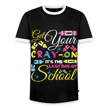 Color Bye School Out Last Class Student Teacher - Men's Ringer Shirt - black/white - Front - AI Model Female 172 light (172cm) & AI Model Male 178 light (178cm)
