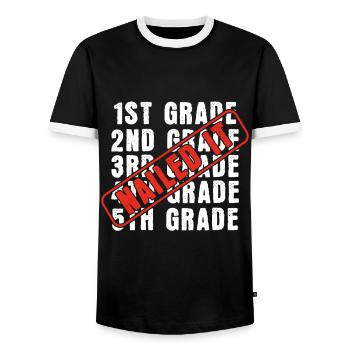 School Last Class Elementary Graduation Graduate - Men's Ringer Shirt - black/white - Front - AI Model Female 172 light (172cm) & AI Model Male 178 light (178cm)