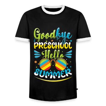 Bye Preschool Happy Last Class Hello Summer - Men's Ringer Shirt - black/white - Front - AI Model Female 172 light (172cm) & AI Model Male 178 light (178cm)
