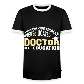 2023 Doctoral PhD Graduating Doctors Graduate - Men's Ringer Shirt - black/white - Front - AI Model Female 172 light (172cm) & AI Model Male 178 light (178cm)