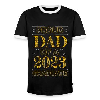 Proud Dad Papa Graduate Graduating 2023 Graduation - Men's Ringer Shirt - black/white - Front - AI Model Female 172 light (172cm) & AI Model Male 178 light (178cm)