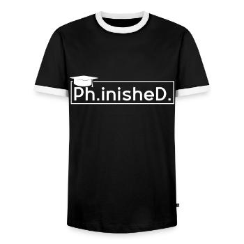 Finished Doctoral PhD Graduating Doctors Graduate - Men's Ringer Shirt - black/white - Front - AI Model Female 172 light (172cm) & AI Model Male 178 light (178cm)