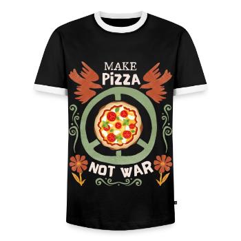 Symbole de la paix Signe de la paix Pizza disant non-guerre - T-shirt contrasté Homme - noir/blanc - Devant - AI Model Female 172 light (172cm) & AI Model Male 178 light (178cm)