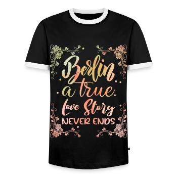 Berlin, Germany Capital, Berlin Saying - Men's Ringer Shirt - black/white - Front - AI Model Female 172 light (172cm) & AI Model Male 178 light (178cm)