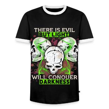 Comic Totenkopf Skull Motivation Spruch - Männer Kontrast-T-Shirt - Schwarz/Weiß - Vorne - AI Model Female 172 light (172cm) & AI Model Male 178 light (178cm)