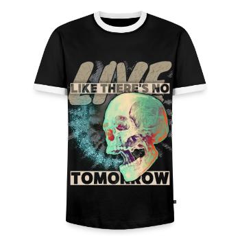 Vintage Totenkopf Memento-Mori grunge-Schädel - Männer Kontrast-T-Shirt - Schwarz/Weiß - Vorne - AI Model Female 172 light (172cm) & AI Model Male 178 light (178cm)