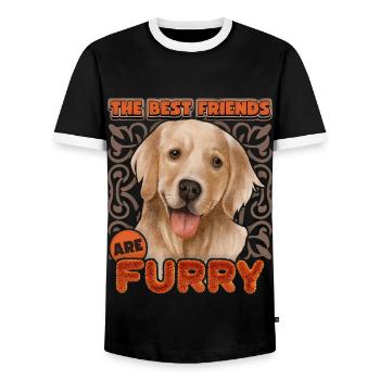 Goldener Retriever, Golden-Retriever Hund Spruch - Männer Kontrast-T-Shirt - Schwarz/Weiß - Vorne - AI Model Female 172 light (172cm) & AI Model Male 178 light (178cm)