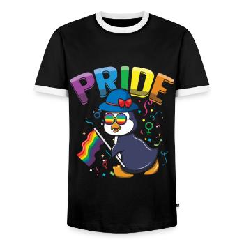 Pinguin-Liebhaber Homosexuell LGBTQ Regenbogen LGBT Pride Monat - Männer Kontrast-T-Shirt - Schwarz/Weiß - Vorne - AI Model Female 172 light (172cm) & AI Model Male 178 light (178cm)