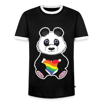Cute Panda Bear Gay LGBTQ Rainbow LGBT Pride Month - Men's Ringer Shirt - black/white - Front - AI Model Female 172 light (172cm) & AI Model Male 178 light (178cm)