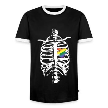Skeleton Heart Gay LGBTQ Rainbow LGBT Pride Mois - T-shirt contrasté Homme - noir/blanc - Devant - AI Model Female 172 light (172cm) & AI Model Male 178 light (178cm)