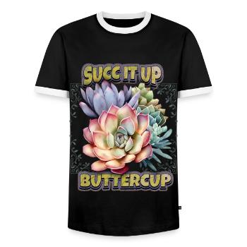 Sukkulenten vintage Illustration Spruch Kaktus - Männer Kontrast-T-Shirt - Schwarz/Weiß - Vorne - AI Model Female 172 light (172cm) & AI Model Male 178 light (178cm)