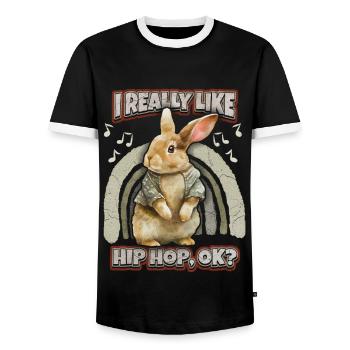Lapin Kawaii Illustration Lapin Hip-Hop - T-shirt contrasté Homme - noir/blanc - Devant - AI Model Female 172 light (172cm) & AI Model Male 178 light (178cm)