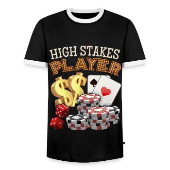 Jeu de poker, jetons de poker, sort - T-shirt contrasté Homme - noir/blanc - Devant - AI Model Female 172 light (172cm) & AI Model Male 178 light (178cm)