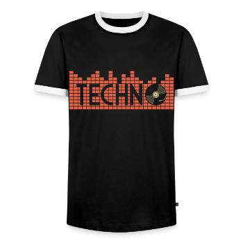 DJ Raver Rave Hard Techno Dark Tekno - Männer Kontrast-T-Shirt - Schwarz/Weiß - Vorne - AI Model Female 172 light (172cm) & AI Model Male 178 light (178cm)