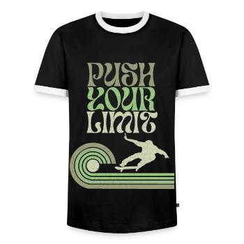Skater Skating Skateboard Slogan - Men's Ringer Shirt - black/white - Front - AI Model Female 172 light (172cm) & AI Model Male 178 light (178cm)