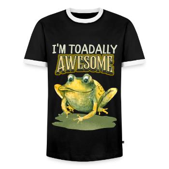 Grenouille drôle de dicton, jeu de mots, crapaud génial - T-shirt contrasté Homme - noir/blanc - Devant - AI Model Female 172 light (172cm) & AI Model Male 178 light (178cm)