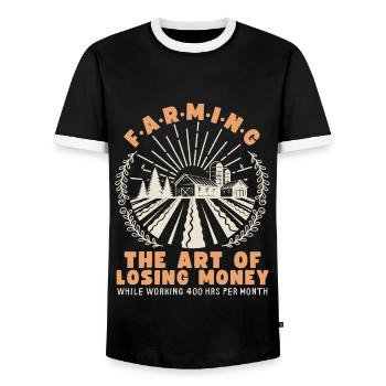 Agriculteur, agriculteur, ferme, dicton sarcastique - T-shirt contrasté Homme - noir/blanc - Devant - AI Model Female 172 light (172cm) & AI Model Male 178 light (178cm)