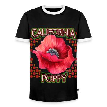 Mohn, Kalifornische Mohnblume, California-Poppy - Männer Kontrast-T-Shirt - Schwarz/Weiß - Vorne - AI Model Female 172 light (172cm) & AI Model Male 178 light (178cm)