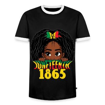 Mädchen Kinder feiern Juneteenth Schwarze Geschichte - Männer Kontrast-T-Shirt - Schwarz/Weiß - Vorne - AI Model Female 172 light (172cm) & AI Model Male 178 light (178cm)