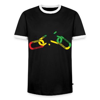 Break Chain Celebrate Juneteenth Black History - Men's Ringer Shirt - black/white - Front - AI Model Female 172 light (172cm) & AI Model Male 178 light (178cm)
