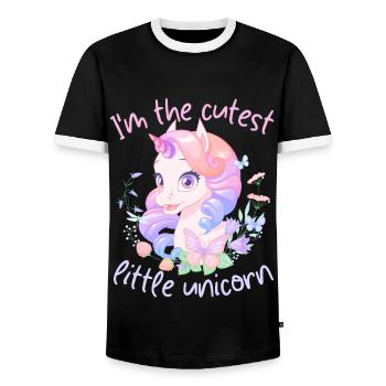 Kawaii Unicorn, Unicorn Girl, Saying - Men's Ringer Shirt - black/white - Front - AI Model Female 172 light (172cm) & AI Model Male 178 light (178cm)