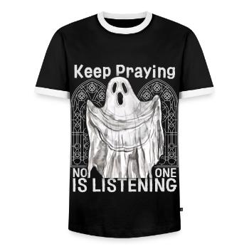 Unheimlicher Geist, Gespenst Gothic Spruch - Männer Kontrast-T-Shirt - Schwarz/Weiß - Vorne - AI Model Female 172 light (172cm) & AI Model Male 178 light (178cm)