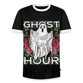 Unheimlicher Geist, Gespenst, Gothic Geisterstunde - Männer Kontrast-T-Shirt - Schwarz/Weiß - Vorne - AI Model Female 172 light (172cm) & AI Model Male 178 light (178cm)
