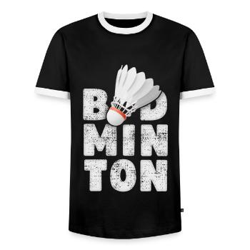 Federball, Federballspiel, Badminton Game, Spruch - Männer Kontrast-T-Shirt - Schwarz/Weiß - Vorne - AI Model Female 172 light (172cm) & AI Model Male 178 light (178cm)
