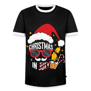 Beer Christmas July Santa Surf Hello Summer - Men's Ringer Shirt - black/white - Front - AI Model Female 172 light (172cm) & AI Model Male 178 light (178cm)