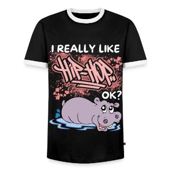 Lustiges Nilpferd, Flusspferd, Hip-Hop Spruch, Pun - Männer Kontrast-T-Shirt - Schwarz/Weiß - Vorne - AI Model Female 172 light (172cm) & AI Model Male 178 light (178cm)