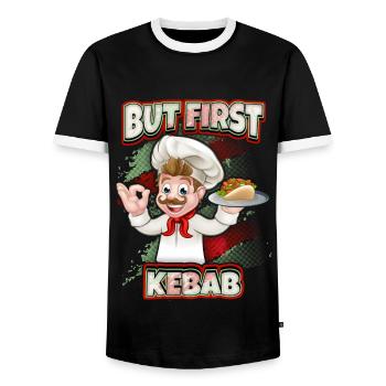Lustiger Kebab Spruch, Kebab Chef, Döner Kebap - Männer Kontrast-T-Shirt - Schwarz/Weiß - Vorne - AI Model Female 172 light (172cm) & AI Model Male 178 light (178cm)